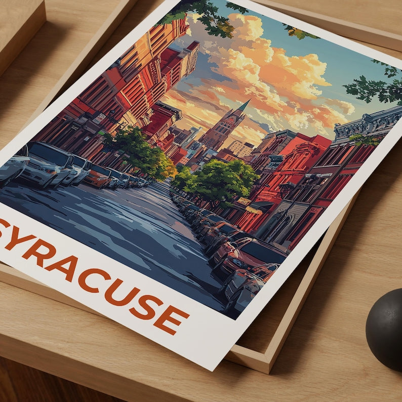 Syracuse Poster, New York Travel Print, City Wall Art, Cityscape Illustration, Landscape Poster, Scenic Wall Art, Home Decor, Birthday Gift