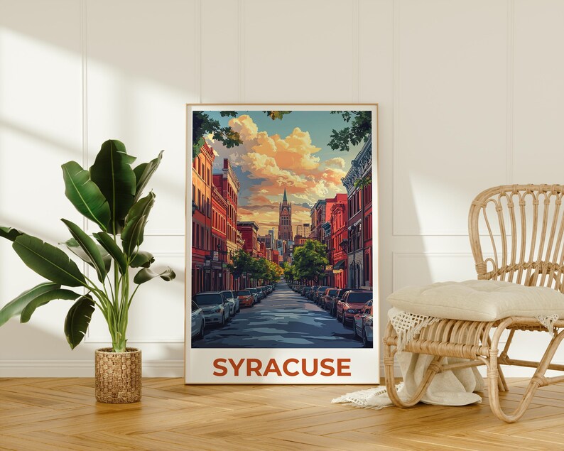 Syracuse Poster, New York Travel Print, City Wall Art, Cityscape Illustration, Landscape Poster, Scenic Wall Art, Home Decor, Birthday Gift