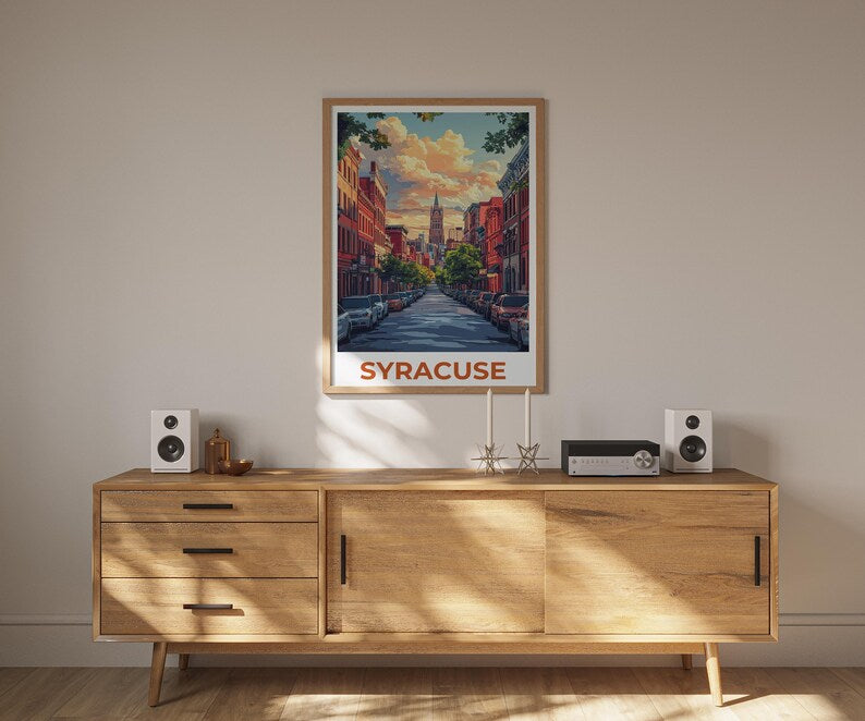 Syracuse Poster, New York Travel Print, City Wall Art, Cityscape Illustration, Landscape Poster, Scenic Wall Art, Home Decor, Birthday Gift