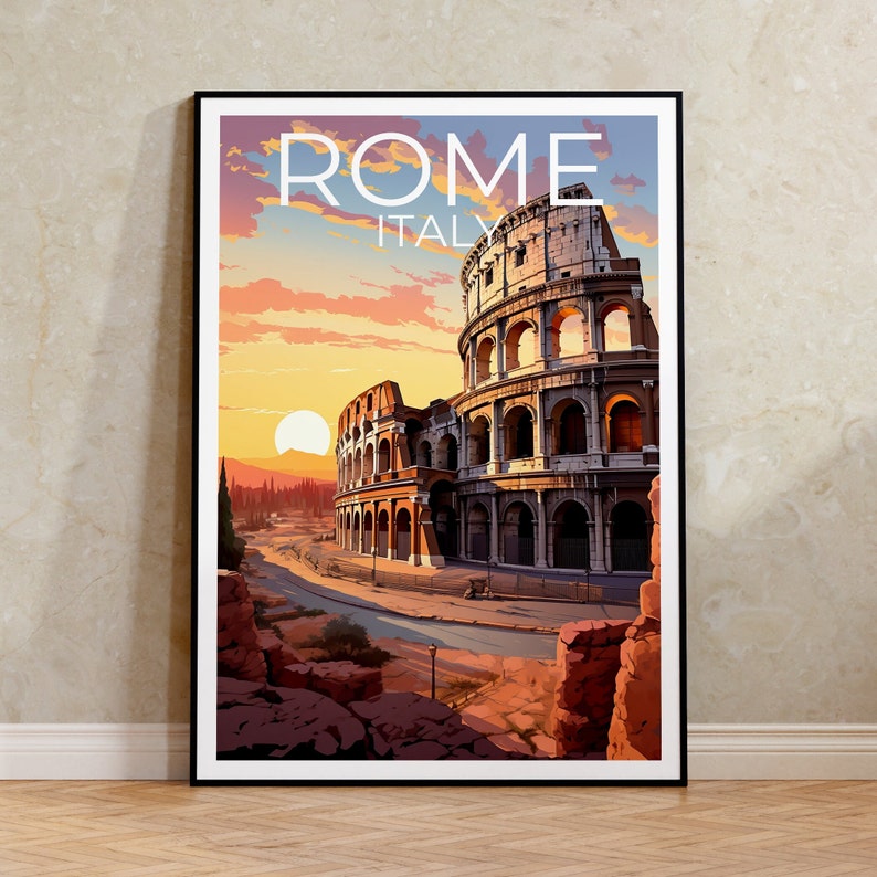 Rome Travel Poster, Italy Wall Art, Italy Print, Rome Poster, Italy Poster, Colosseum Poster, Rome Art