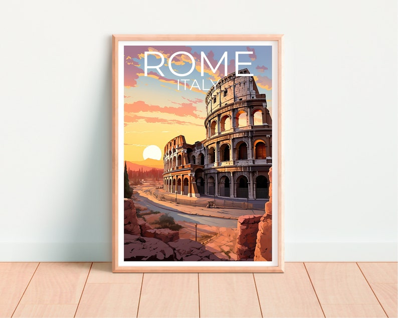 Rome Travel Poster, Italy Wall Art, Italy Print, Rome Poster, Italy Poster, Colosseum Poster, Rome Art