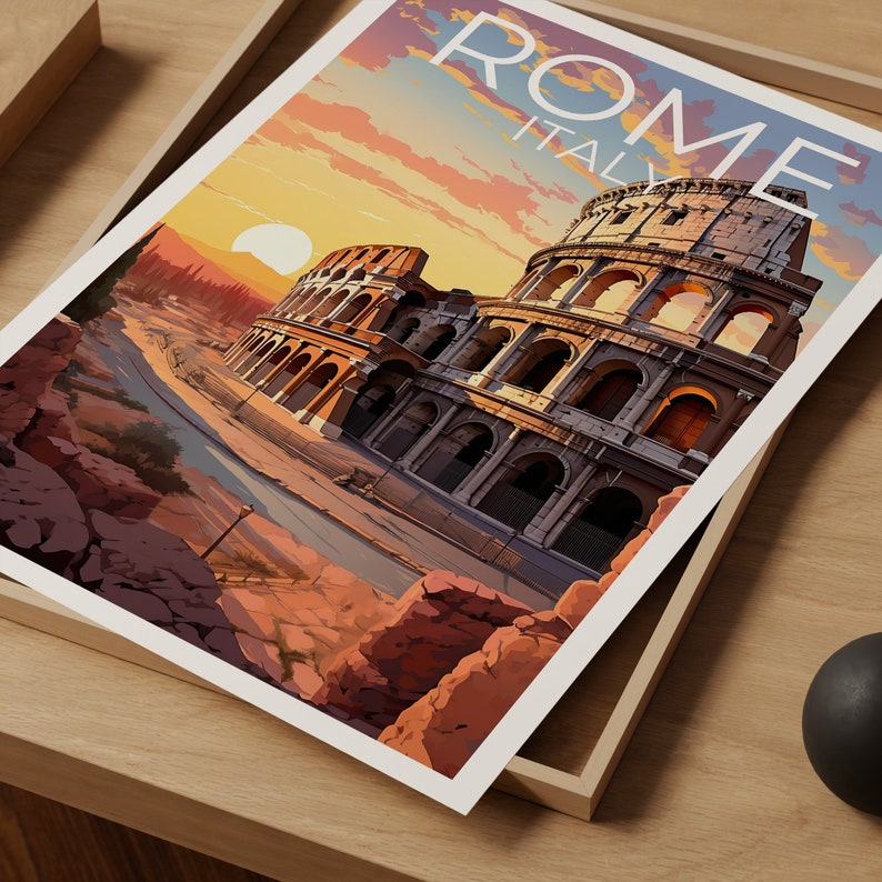 Rome Travel Poster, Italy Wall Art, Italy Print, Rome Poster, Italy Poster, Colosseum Poster, Rome Art