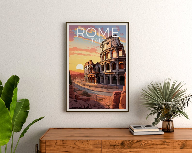 Rome Travel Poster, Italy Wall Art, Italy Print, Rome Poster, Italy Poster, Colosseum Poster, Rome Art