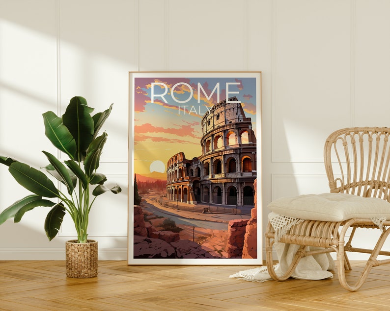 Rome Travel Poster, Italy Wall Art, Italy Print, Rome Poster, Italy Poster, Colosseum Poster, Rome Art