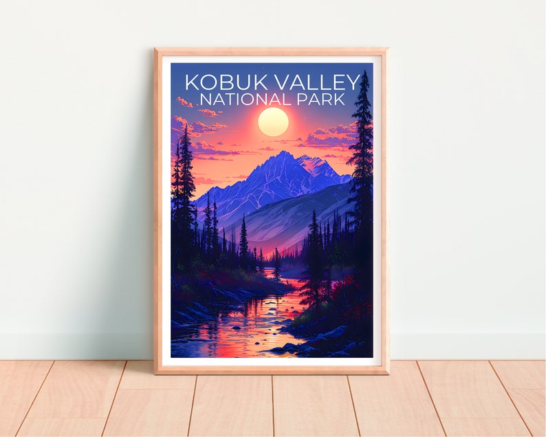 Affiche du parc national de Kobuk Valley, impression de Kobuk Valley, affiche d'Alaska, impression d'Alaska, affiche de voyage de Kobuk Valley, art de l'Alaska, affiche de randonnée