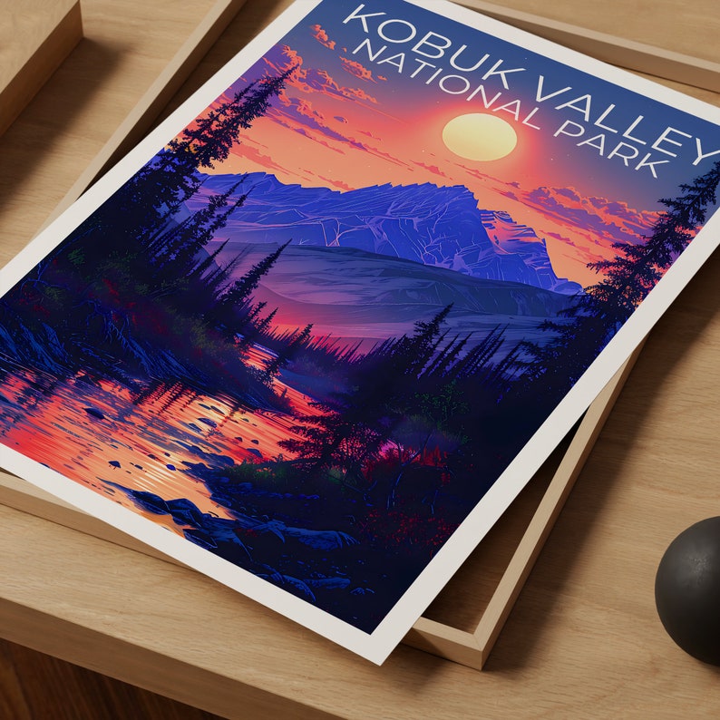 Affiche du parc national de Kobuk Valley, impression de Kobuk Valley, affiche d'Alaska, impression d'Alaska, affiche de voyage de Kobuk Valley, art de l'Alaska, affiche de randonnée