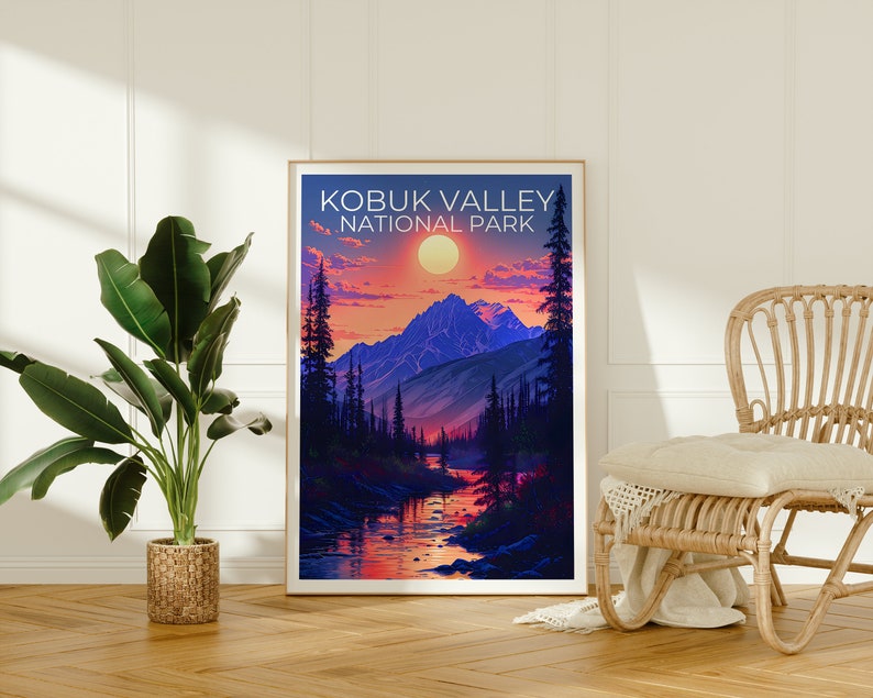 Affiche du parc national de Kobuk Valley, impression de Kobuk Valley, affiche d'Alaska, impression d'Alaska, affiche de voyage de Kobuk Valley, art de l'Alaska, affiche de randonnée