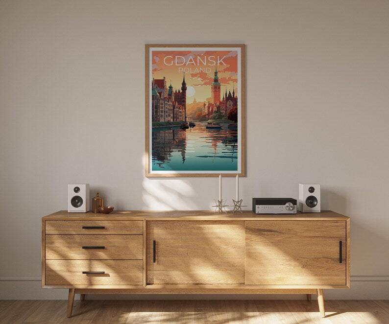 Gdańsk Poster, Poland Print, Gdańsk City Art, Europe Poster, Poland Poster Print, Home Decor, Birthday Gift