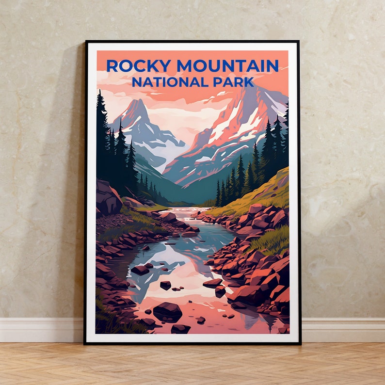 Affiche de voyage des montagnes Rocheuses, art mural du Colorado, impression du Colorado, affiche des montagnes Rocheuses, affiche de montagne, affiche de la nature, art des montagnes Rocheuses