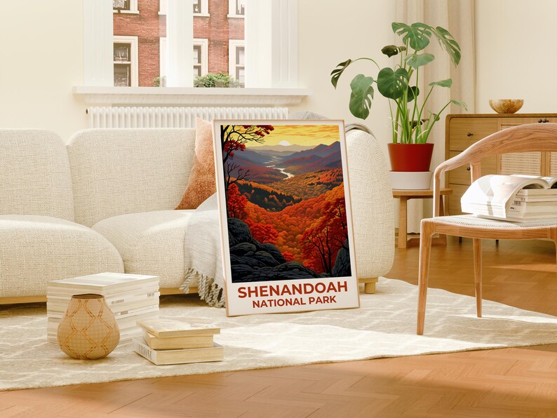 Shenandoah Poster, Virginia Print, Forest Art, Mountains Illustration, Shenandoah Print, National Park Gift, Blue Ridge, Birthday Gift