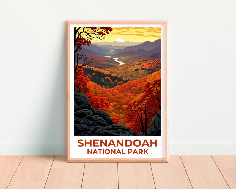 Shenandoah Poster, Virginia Print, Forest Art, Mountains Illustration, Shenandoah Print, National Park Gift, Blue Ridge, Birthday Gift