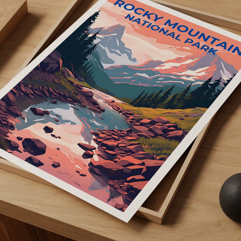 Affiche de voyage des montagnes Rocheuses, art mural du Colorado, impression du Colorado, affiche des montagnes Rocheuses, affiche de montagne, affiche de la nature, art des montagnes Rocheuses
