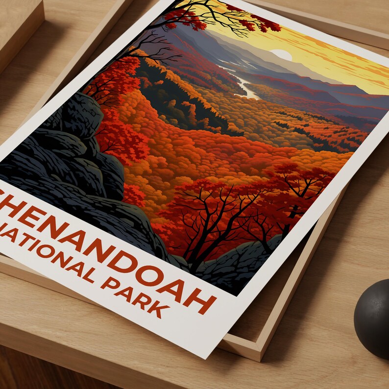 Shenandoah Poster, Virginia Print, Forest Art, Mountains Illustration, Shenandoah Print, National Park Gift, Blue Ridge, Birthday Gift