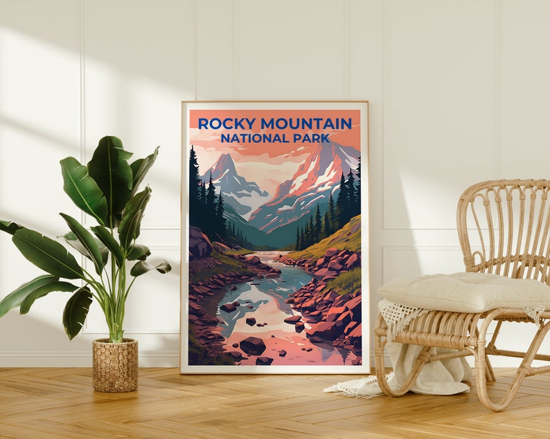 Affiche de voyage des montagnes Rocheuses, art mural du Colorado, impression du Colorado, affiche des montagnes Rocheuses, affiche de montagne, affiche de la nature, art des montagnes Rocheuses
