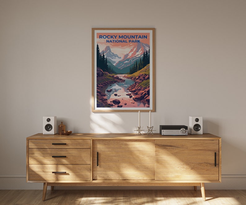 Affiche de voyage des montagnes Rocheuses, art mural du Colorado, impression du Colorado, affiche des montagnes Rocheuses, affiche de montagne, affiche de la nature, art des montagnes Rocheuses