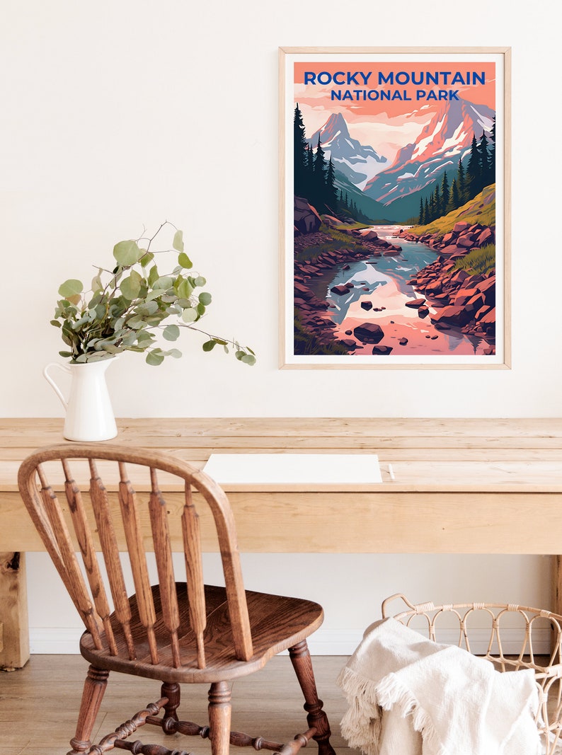 Affiche de voyage des montagnes Rocheuses, art mural du Colorado, impression du Colorado, affiche des montagnes Rocheuses, affiche de montagne, affiche de la nature, art des montagnes Rocheuses