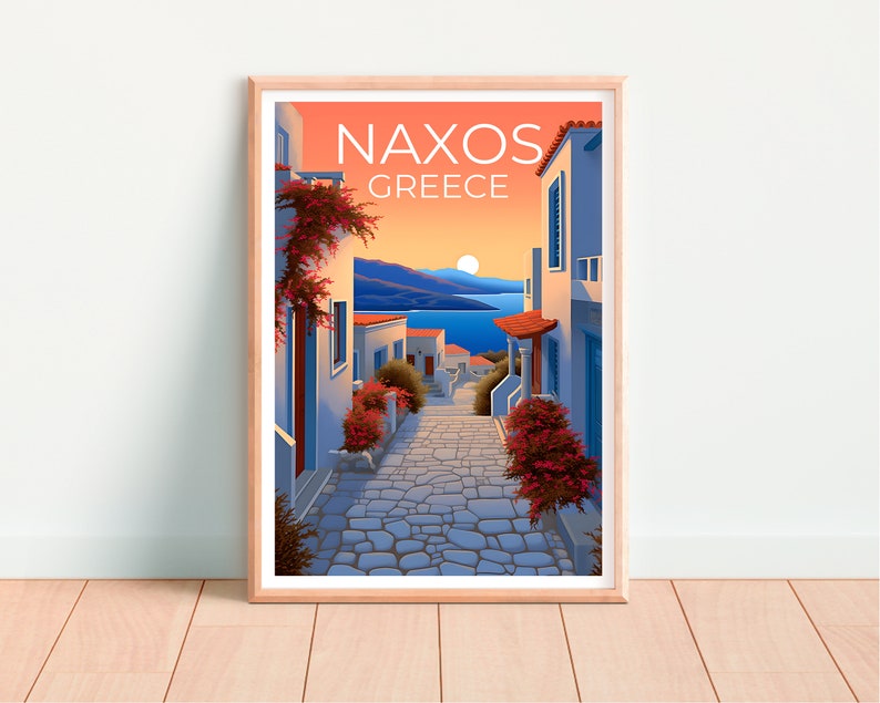 Naxos Travel Poster, Greece Wall Art, Greece Print, Naxos Poster, Greece Poster, Europe Print, Naxos Art
