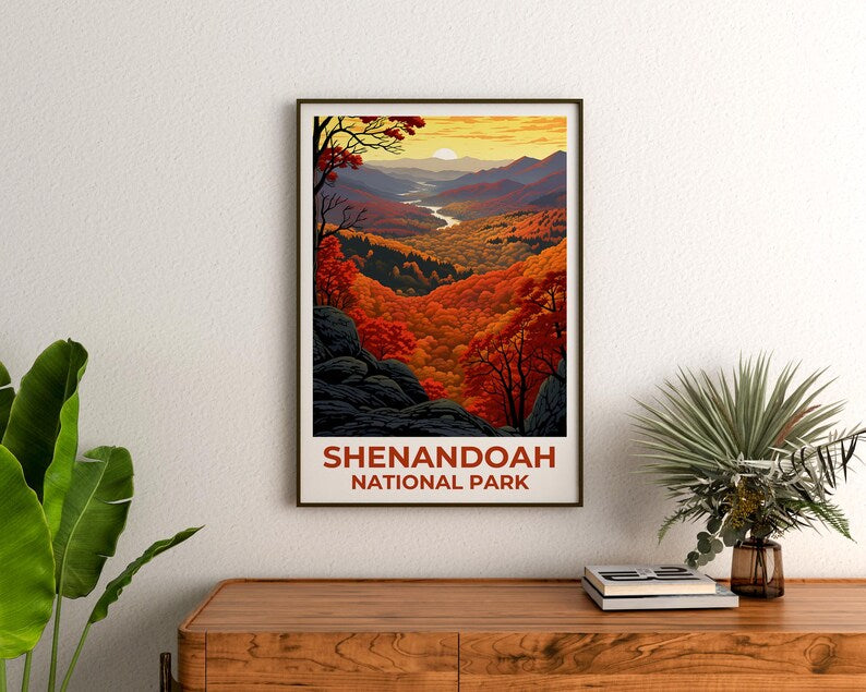 Shenandoah Poster, Virginia Print, Forest Art, Mountains Illustration, Shenandoah Print, National Park Gift, Blue Ridge, Birthday Gift