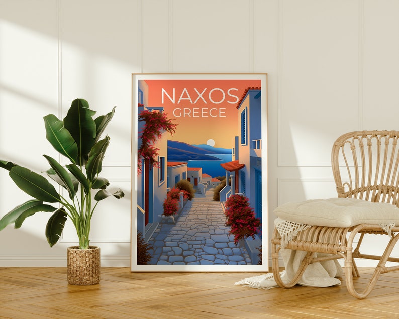 Naxos Travel Poster, Greece Wall Art, Greece Print, Naxos Poster, Greece Poster, Europe Print, Naxos Art