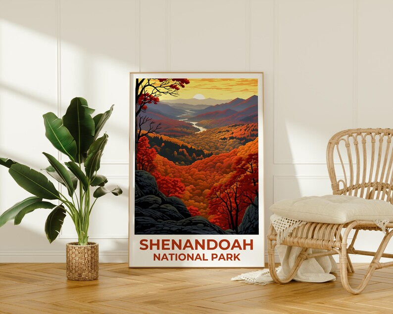 Shenandoah Poster, Virginia Print, Forest Art, Mountains Illustration, Shenandoah Print, National Park Gift, Blue Ridge, Birthday Gift