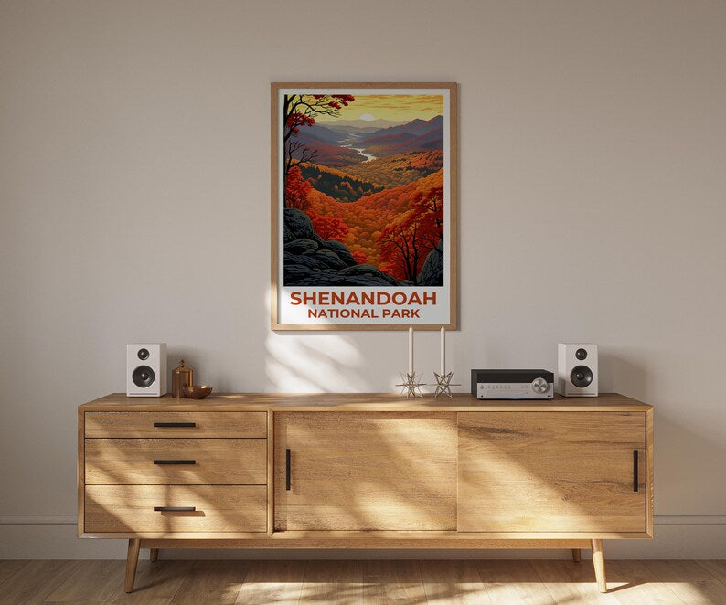 Shenandoah Poster, Virginia Print, Forest Art, Mountains Illustration, Shenandoah Print, National Park Gift, Blue Ridge, Birthday Gift