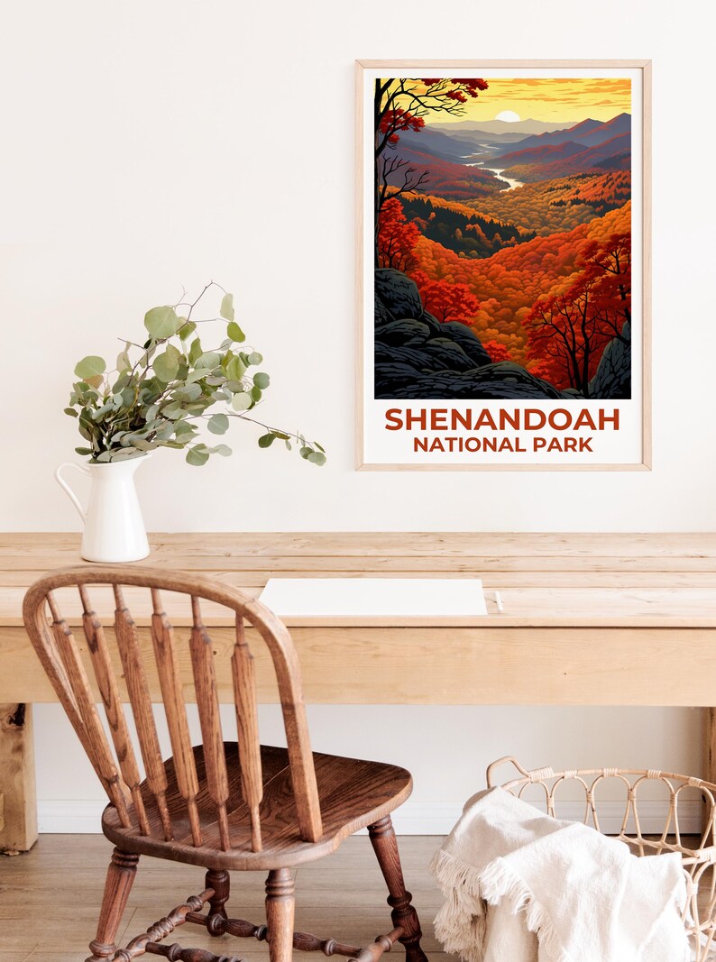 Shenandoah Poster, Virginia Print, Forest Art, Mountains Illustration, Shenandoah Print, National Park Gift, Blue Ridge, Birthday Gift