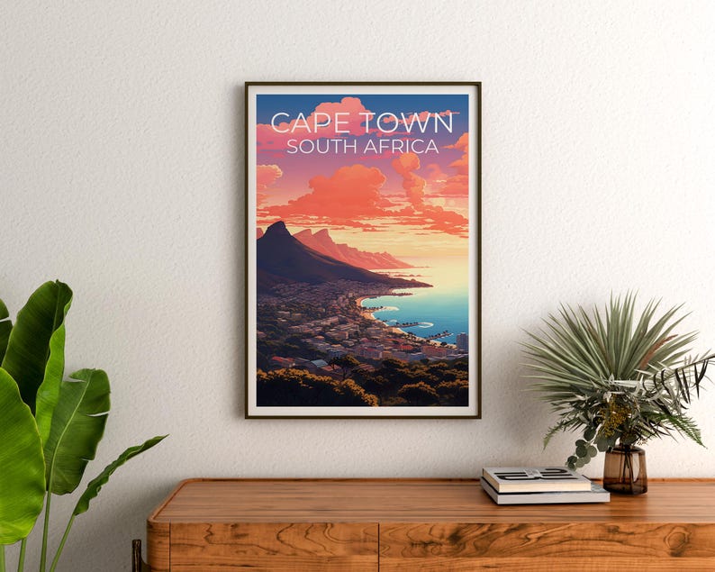 Cape Town Print Poster, South Africa Wall Art, Cape Town Poster, Travel Gift Idea, Africa Illustration, City Poster