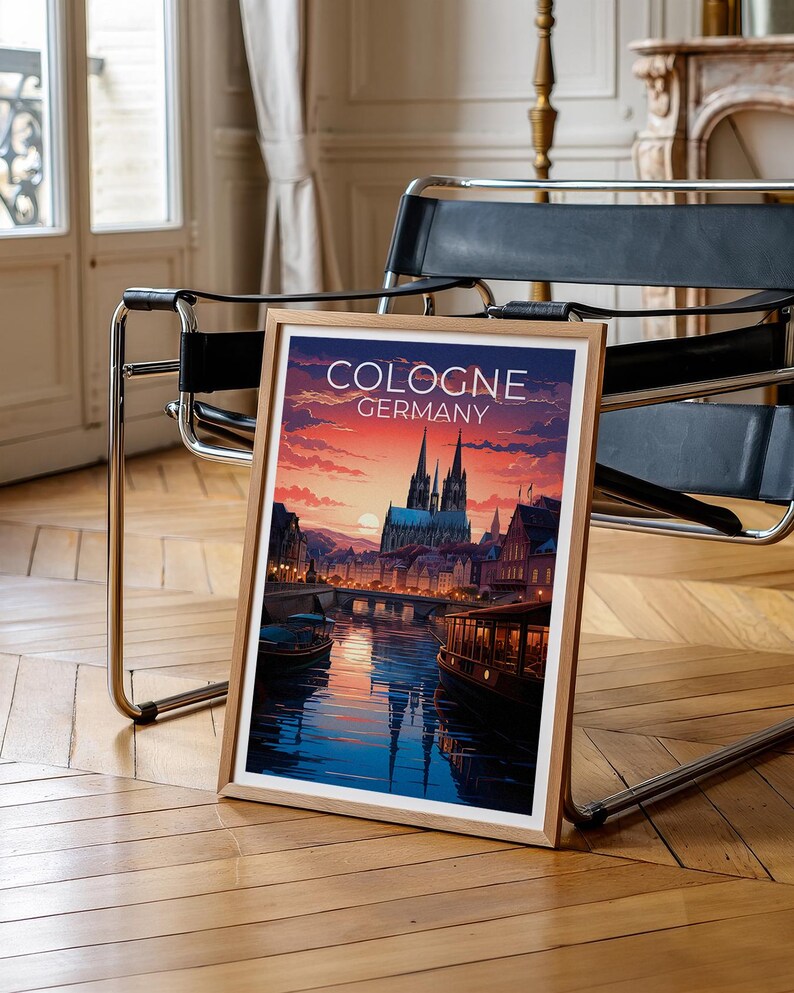 Cologne Travel Print, Germany Poster, Cityscape Wall Art, Germany Illustration, Cologne Poster, Home Decor, Birthday Gift