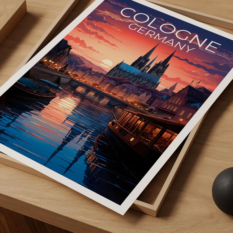 Cologne Travel Print, Germany Poster, Cityscape Wall Art, Germany Illustration, Cologne Poster, Home Decor, Birthday Gift