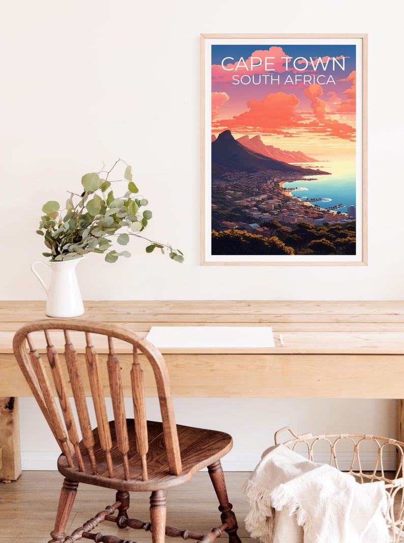 Cape Town Print Poster, South Africa Wall Art, Cape Town Poster, Travel Gift Idea, Africa Illustration, City Poster