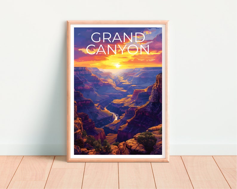 Affiche du Grand Canyon, Impression du Grand Canyon, Art de l'Arizona, Impression de l'Arizona, Affiche de voyage du Grand Canyon, Affiche de l'Arizona, Art du Grand Canyon