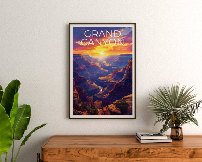 Affiche du Grand Canyon, Impression du Grand Canyon, Art de l'Arizona, Impression de l'Arizona, Affiche de voyage du Grand Canyon, Affiche de l'Arizona, Art du Grand Canyon
