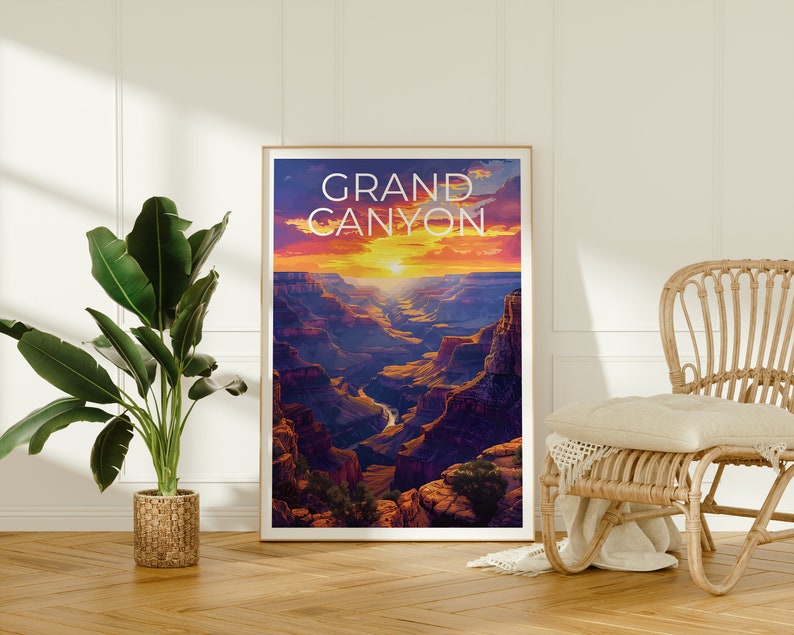 Affiche du Grand Canyon, Impression du Grand Canyon, Art de l'Arizona, Impression de l'Arizona, Affiche de voyage du Grand Canyon, Affiche de l'Arizona, Art du Grand Canyon