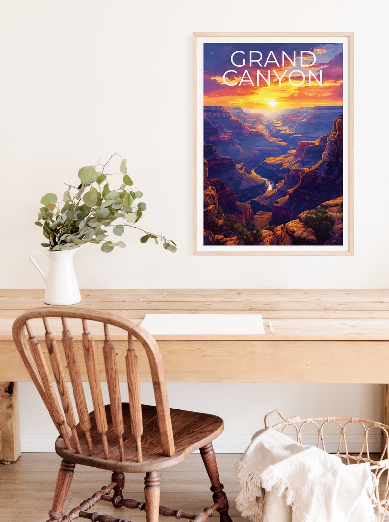 Affiche du Grand Canyon, Impression du Grand Canyon, Art de l'Arizona, Impression de l'Arizona, Affiche de voyage du Grand Canyon, Affiche de l'Arizona, Art du Grand Canyon