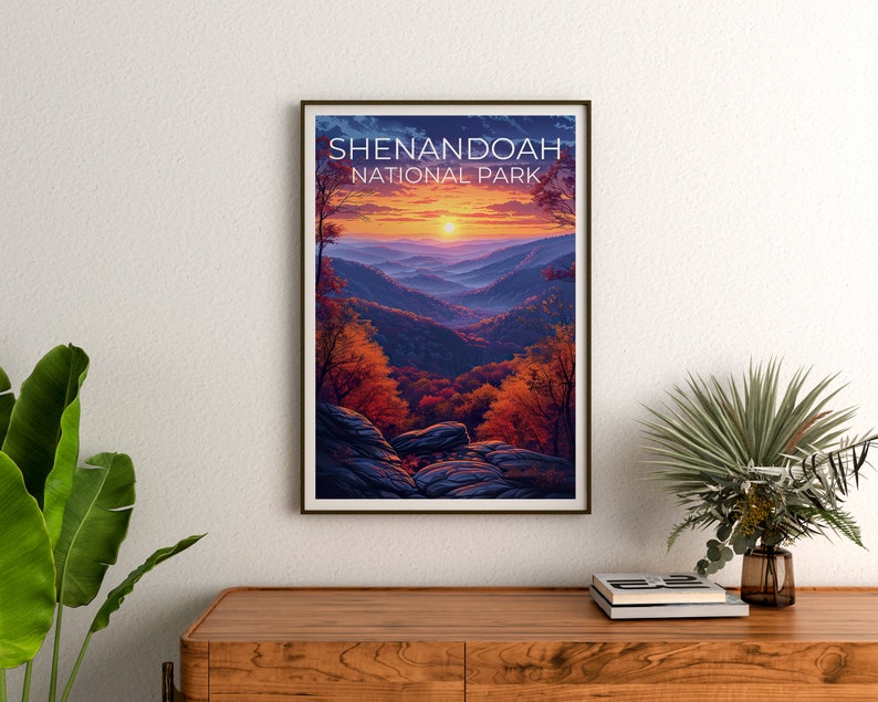 Affiche du parc national de Shenandoah, impression de Shenandoah, affiche de Virginie, impression de Virginie, affiche de forêt, art de Shenandoah, affiche d'automne