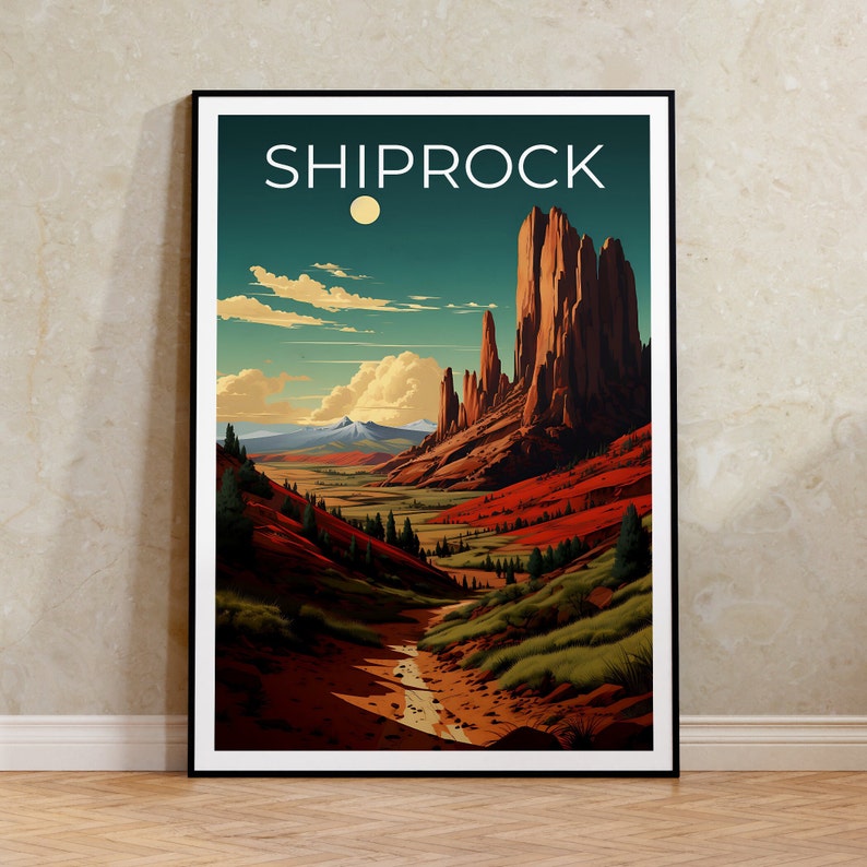 Affiche de voyage Shiprock, Art mural du Nouveau-Mexique, Impression du Nouveau-Mexique, Affiche Shiprock, Affiche du Nouveau-Mexique, Impression Shiprock, Art Shiprock