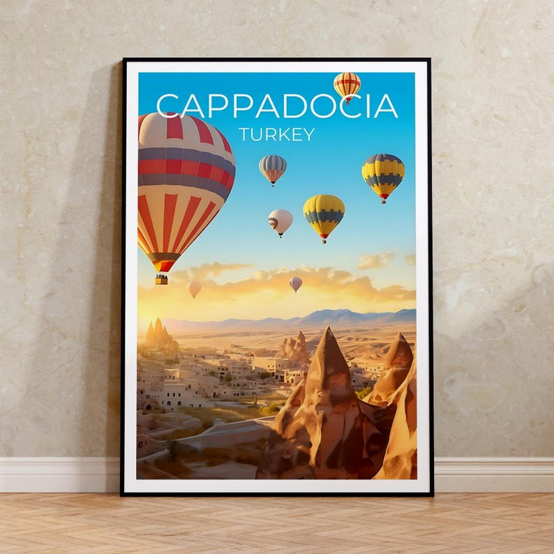 Cappadocia Travel Poster, Turkey Wall Art, Turkey Print, Cappadocia Poster, Turkey Poster, Hot Air Balloon Poster, Nature Poster