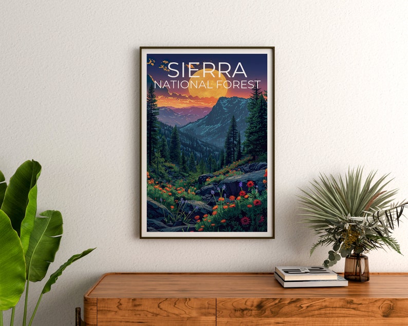 Sierra National Forest Poster, Sierra Print, Forest Poster, California Poster, Hiking Poster, Forest Art, Hiking Gift