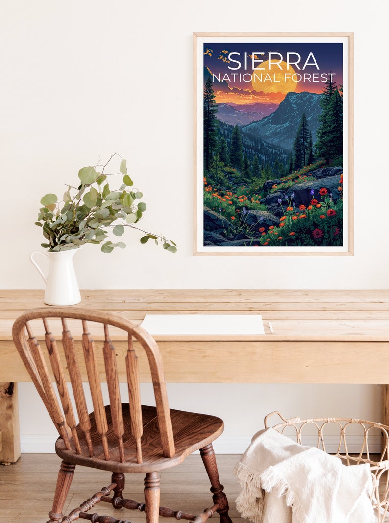 Sierra National Forest Poster, Sierra Print, Forest Poster, California Poster, Hiking Poster, Forest Art, Hiking Gift