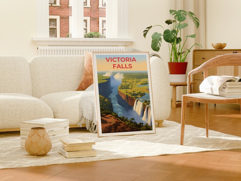 Victoria Falls Travel Poster, Africa Wall Art, Africa Print, Victoria Falls Poster, Waterfall Poster, Nature Poster, Victoria Falls Art