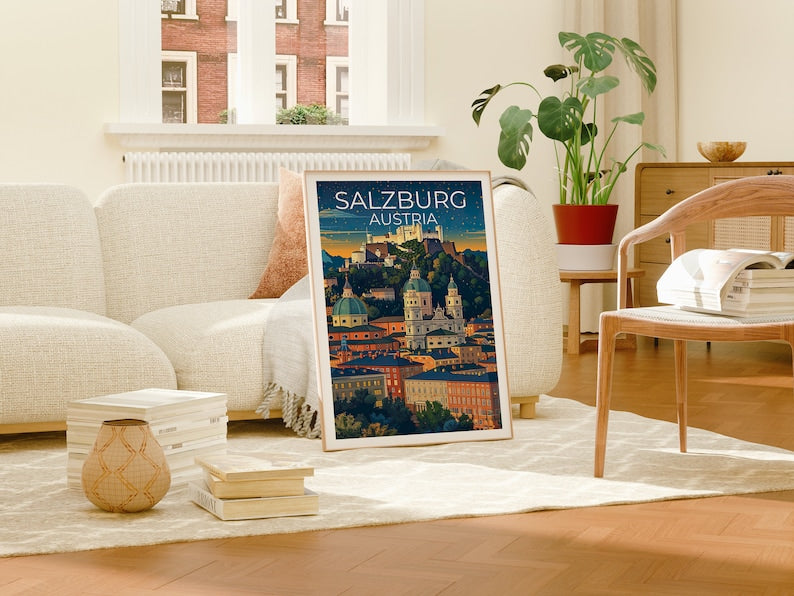 Salzburg Poster, Salzburg Print, Austria Art, Austria Print, Salzburg Travel Poster, Austria Poster, Salzburg Wall Art