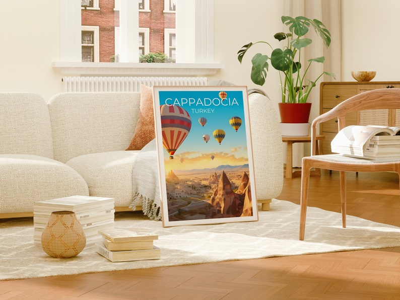 Cappadocia Travel Poster, Turkey Wall Art, Turkey Print, Cappadocia Poster, Turkey Poster, Hot Air Balloon Poster, Nature Poster