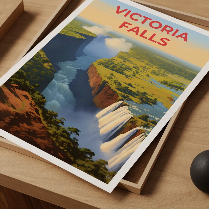 Victoria Falls Travel Poster, Africa Wall Art, Africa Print, Victoria Falls Poster, Waterfall Poster, Nature Poster, Victoria Falls Art
