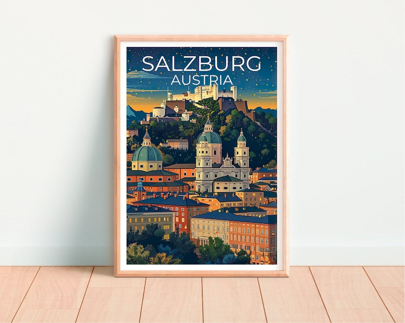 Salzburg Poster, Salzburg Print, Austria Art, Austria Print, Salzburg Travel Poster, Austria Poster, Salzburg Wall Art