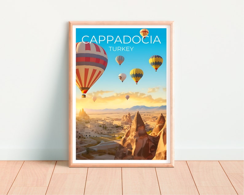 Cappadocia Travel Poster, Turkey Wall Art, Turkey Print, Cappadocia Poster, Turkey Poster, Hot Air Balloon Poster, Nature Poster