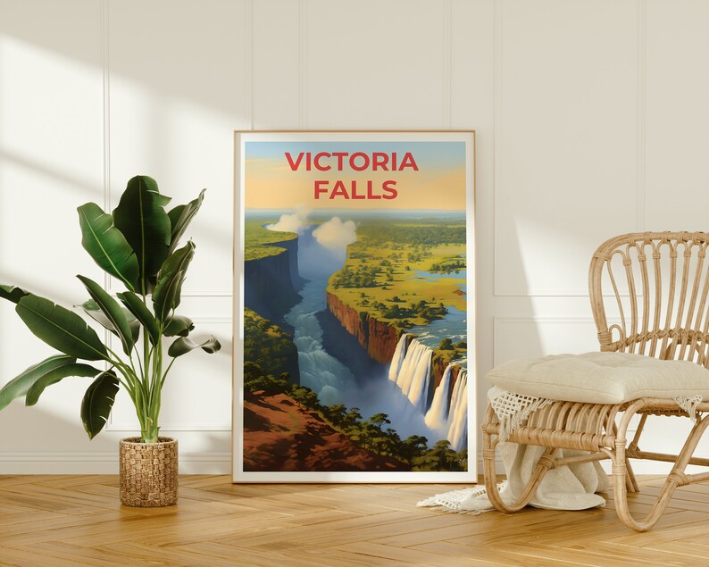 Victoria Falls Travel Poster, Africa Wall Art, Africa Print, Victoria Falls Poster, Waterfall Poster, Nature Poster, Victoria Falls Art