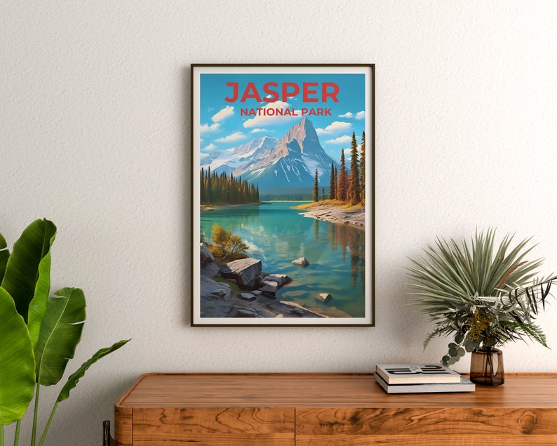 Jasper National Park Travel Poster, Canada Wall Art, Canada Print, Jasper National Park Poster, Jasper Poster, Nature Poster