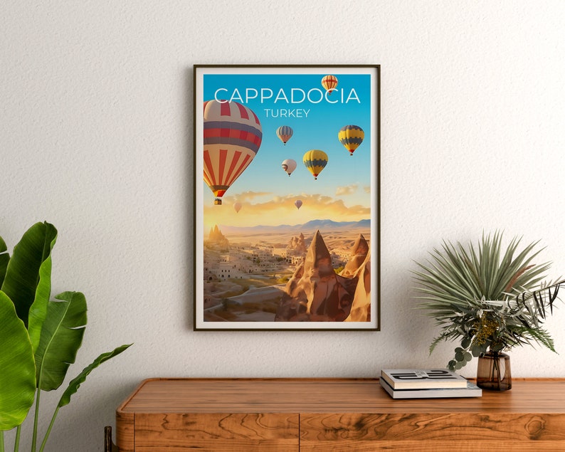 Cappadocia Travel Poster, Turkey Wall Art, Turkey Print, Cappadocia Poster, Turkey Poster, Hot Air Balloon Poster, Nature Poster