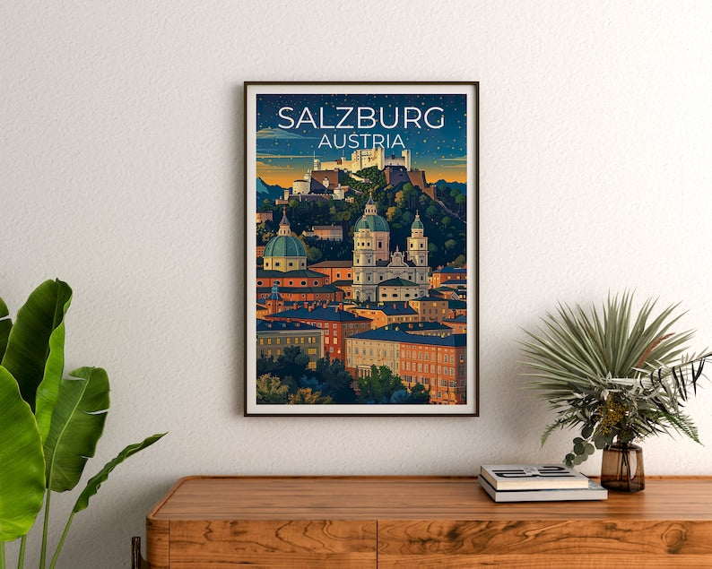 Salzburg Poster, Salzburg Print, Austria Art, Austria Print, Salzburg Travel Poster, Austria Poster, Salzburg Wall Art