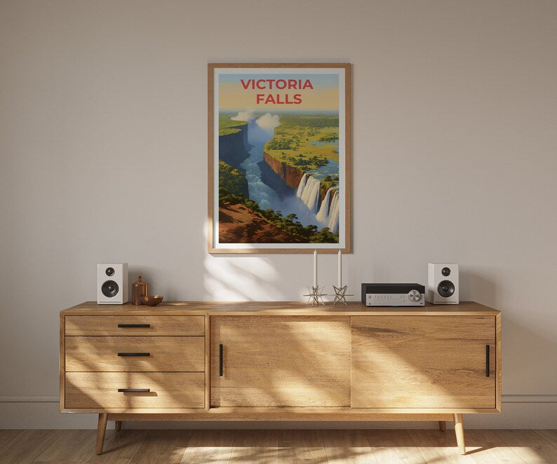 Victoria Falls Travel Poster, Africa Wall Art, Africa Print, Victoria Falls Poster, Waterfall Poster, Nature Poster, Victoria Falls Art